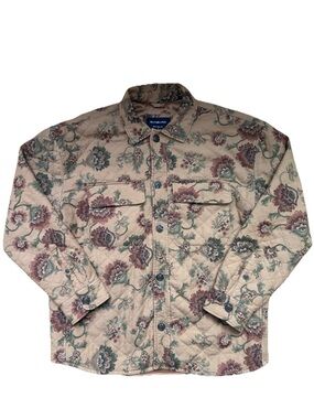 Y2K Abercrombie & Fitch Quilted Lined Jacket Button Down Men Sz L Floral